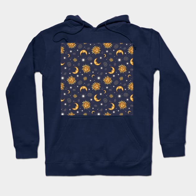 Vintage Celestial Pattern Hoodie by Ellador